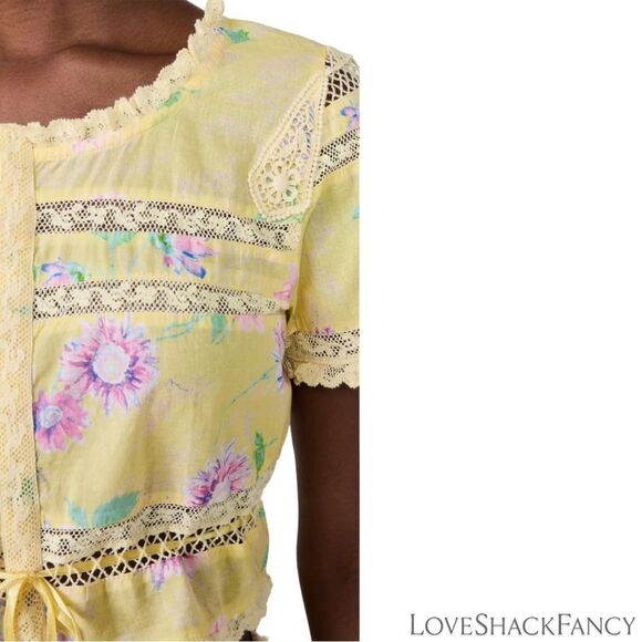 LOVESHACKFANCY **NWT** Farley Crop Top in Bright Azalea Yellow - Picture 4 of 11
